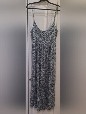 XL Green Floral Spaghetti-Strap Jumpsuit